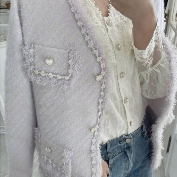 LA LUNE Knitted Heart Shape Buttons Design cardigan sweater - Picture 10 of 12